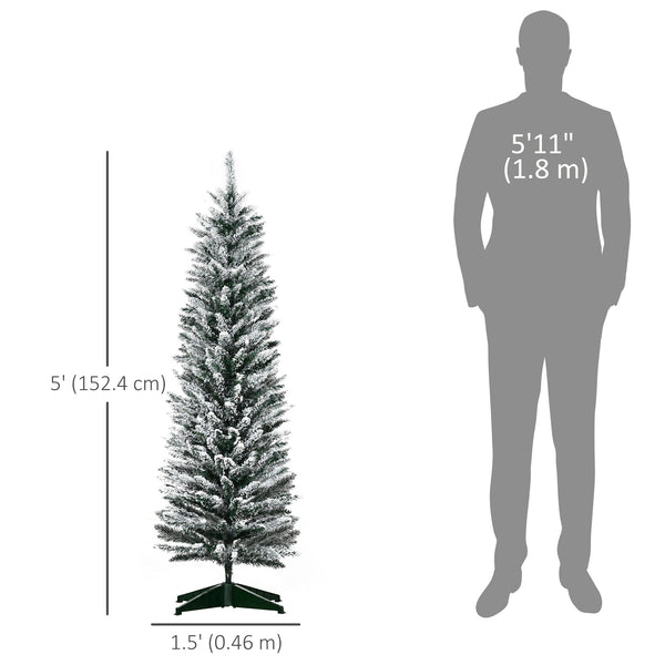 Sapin de Noël artificiel de 5 pieds de haut avec branches enneigées