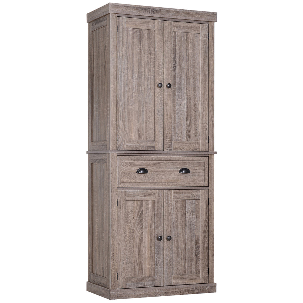 Armoire de cuisine haute avec tiroir et étagères réglables, bois naturel