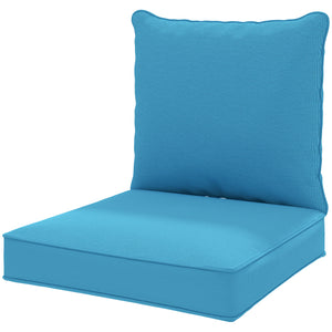 Coussins de chaise de patio épais et profonds pour siège d'extérieur avec coussin de dossier, turquoise