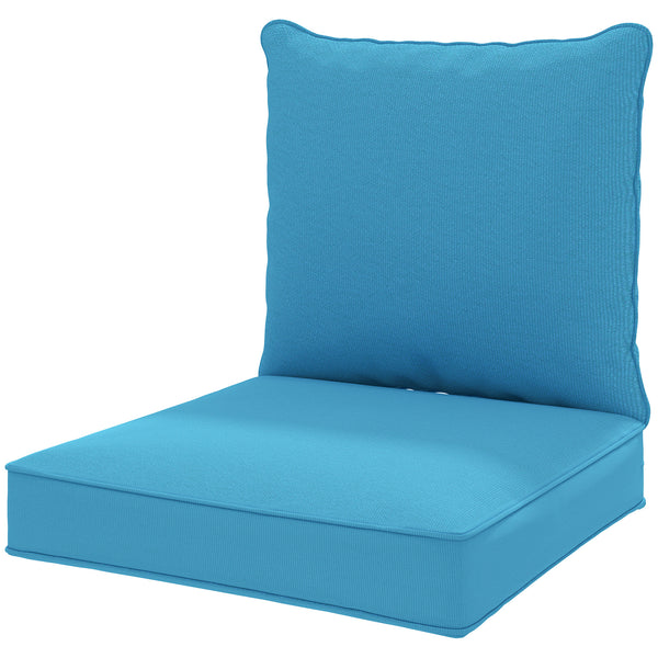Coussins de chaise de patio épais et profonds pour siège d'extérieur avec coussin de dossier, turquoise