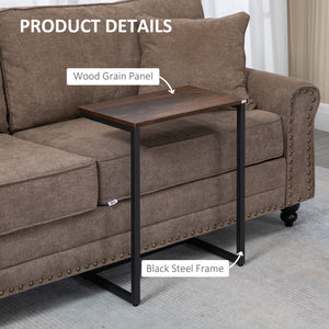 Lot de 3 tables d'appoint gigognes en forme de C avec cadre en acier, marron rustique