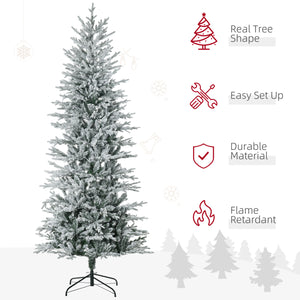 Sapin de Noël artificiel givré pré-éclairé de 7 pieds avec lumières claires blanc chaud