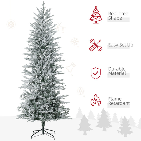Sapin de Noël artificiel givré pré-éclairé de 7 pieds avec lumières claires blanc chaud