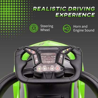 Licensed 3-in-1 Kids Push Car with Safety Guard, Footrest, Horn, Green