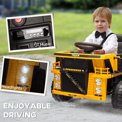 12V Dump Truck for Kids, Construction Vehicle with Electric Dump, Shovel and Spring Suspension