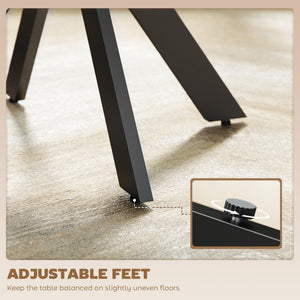 Table de salle à manger ronde contemporaine avec pieds en acier, aspect bois noir