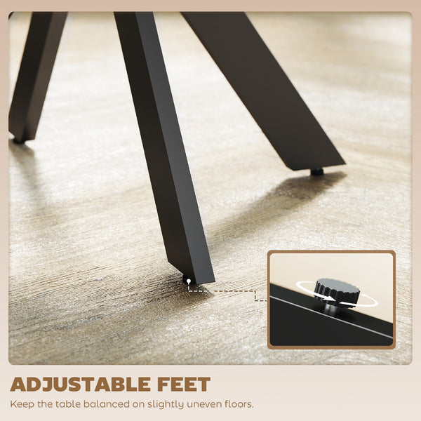 Table de salle à manger ronde contemporaine avec pieds en acier, aspect bois noir