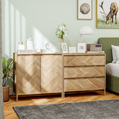Commode de chambre avec système anti-basculement à 3 tiroirs pour salon, couloir, bois naturel