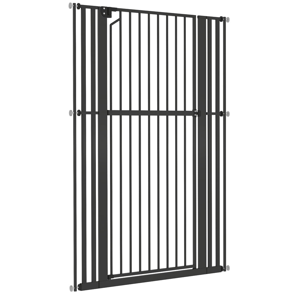 Barrière haute pour animaux 63 po, largeur réglable, noire