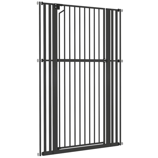 Barrière haute pour animaux 63 po, largeur réglable, noire