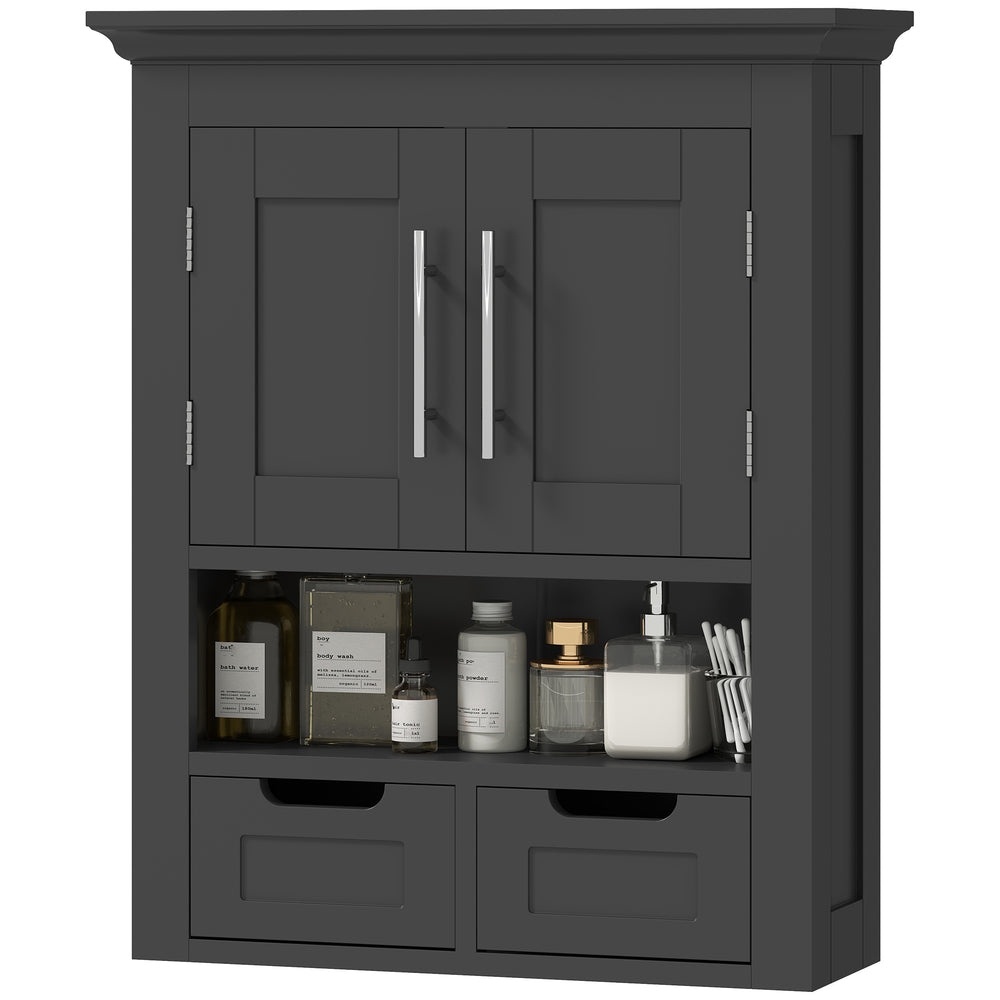 Armoire murale de salle de bain avec étagère, noir