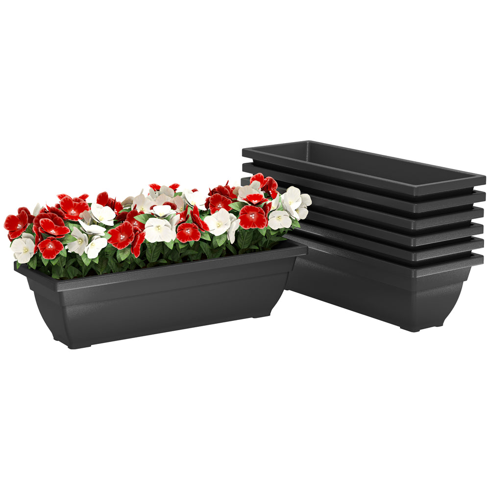 Lot de 7 pots de fleurs rectangulaires allongés, noir