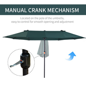Parasol double face de 15 pieds, vert foncé
