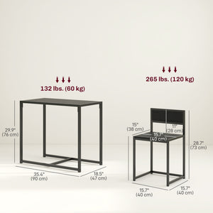 Ensemble table et chaises de salle à manger, style industriel, pour 2 personnes, idéal pour les petits espaces, noir