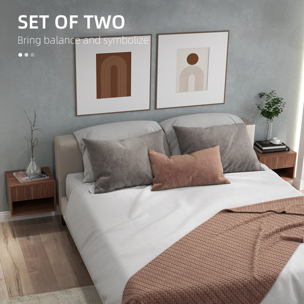 Lot de 2 tables de chevet flottantes avec tiroir, marron