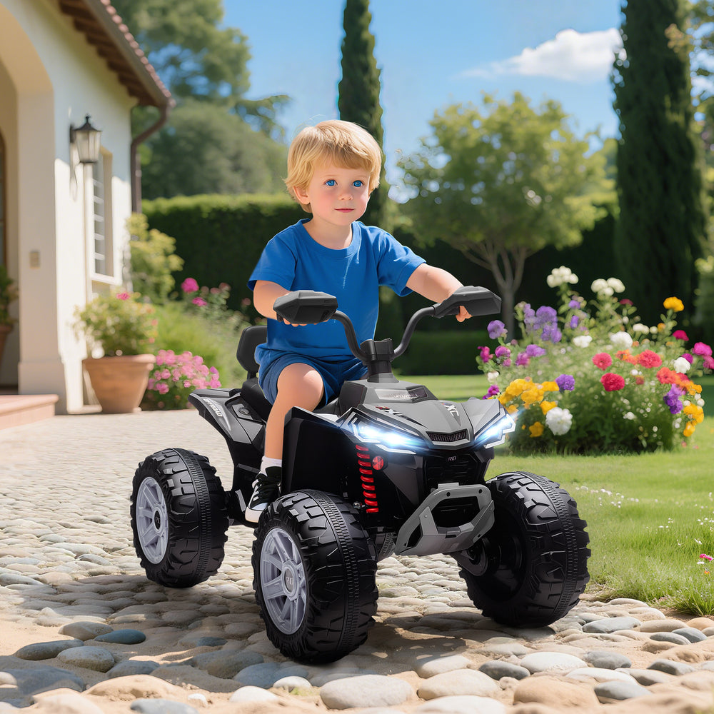 Quad électrique tout-terrain 2 places 24 V avec double moteur, noir