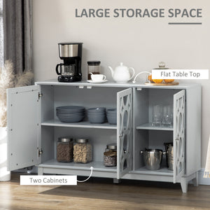Buffet de cuisine avec 3 portes miroir, 2 placards et une étagère réglable, gris