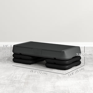 Stepper d'aérobic réglable à 3 niveaux avec rehausseurs 4", 6", 8", gris