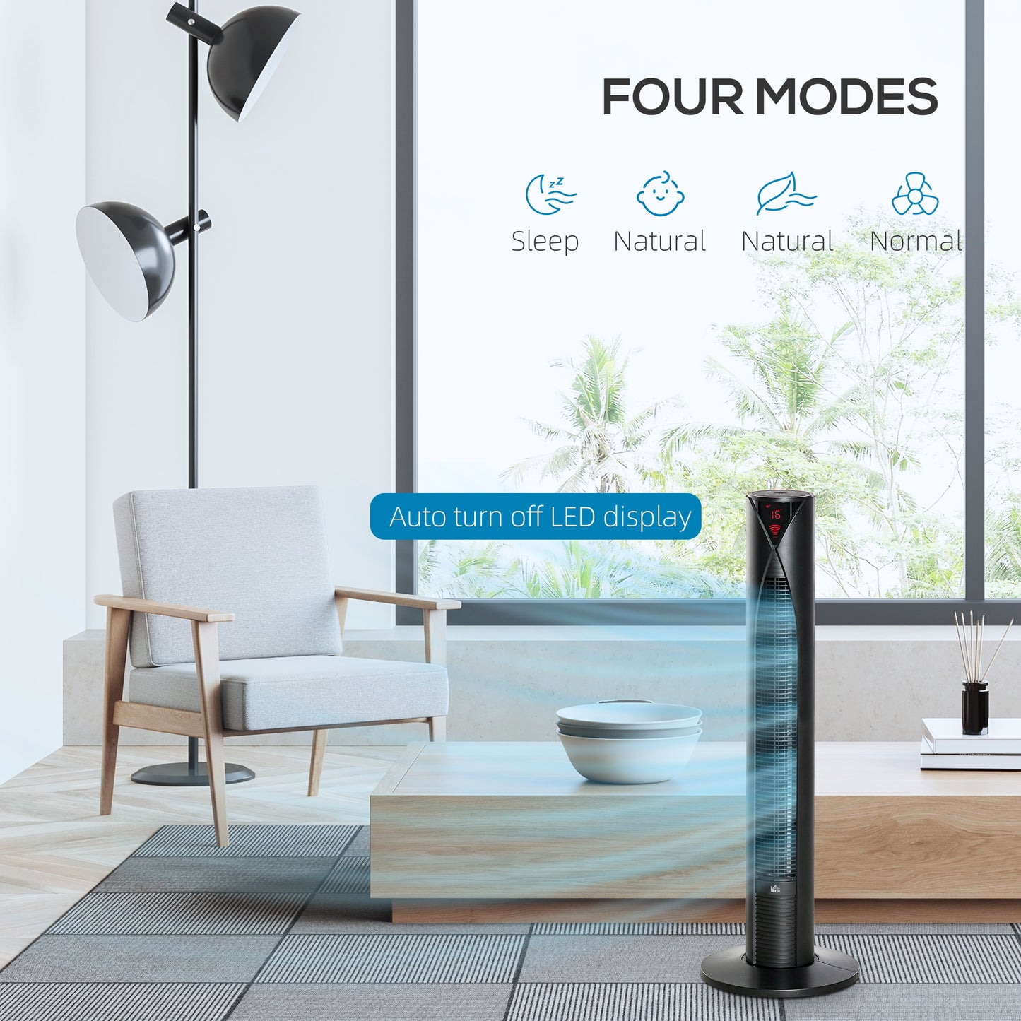 Set of 2 pedestal fans with remote control, adjustable height, tilting head, timer, oscillating, white