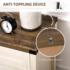 Farmhouse style kitchen sideboard with 2 rustic barn doors and one drawer, white