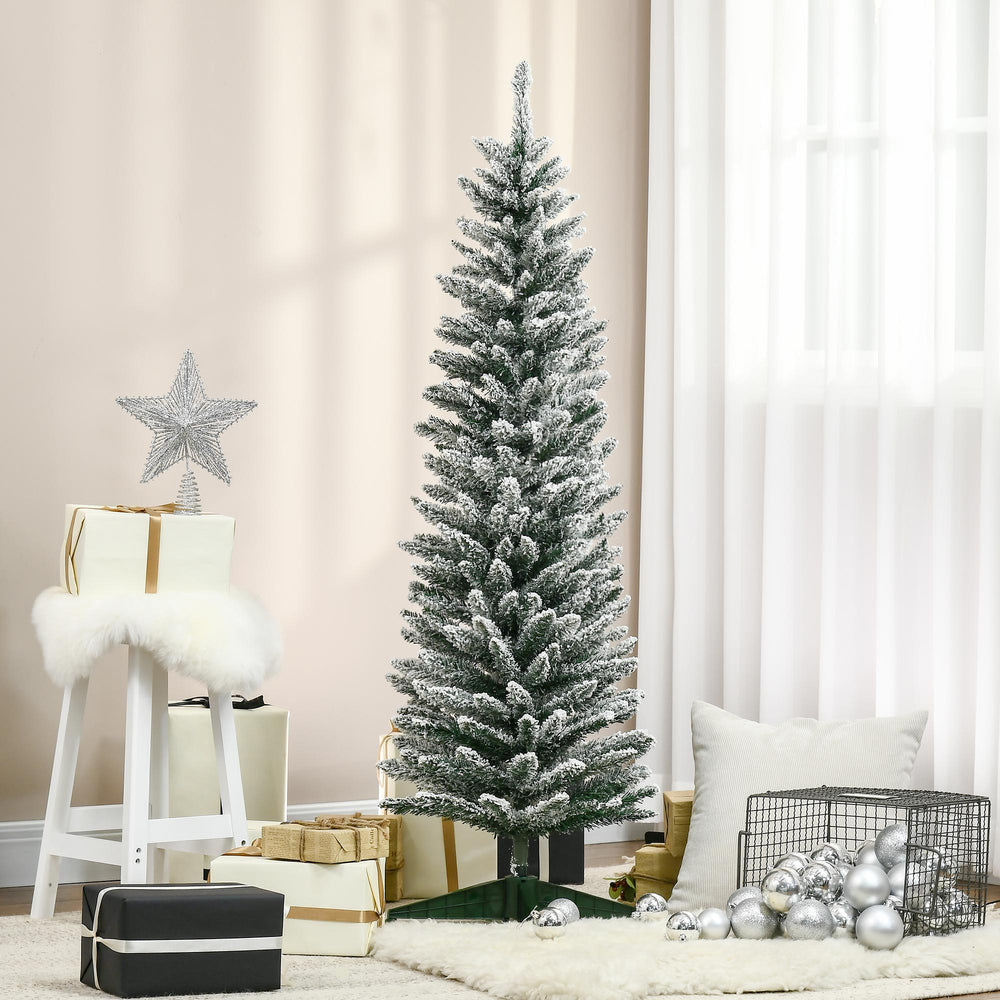 Sapin de Noël artificiel de 5 pieds de haut avec branches enneigées