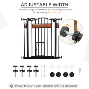 Barrière pour chien extra large avec chatière intégrée, noire
