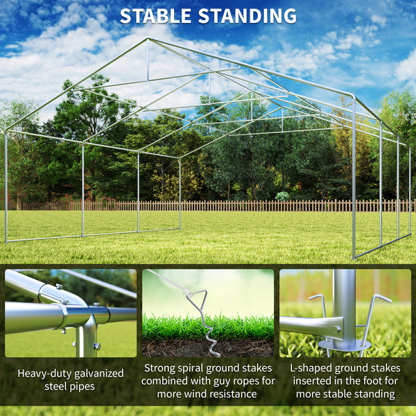 20' x 20' Heavy-duty Large Wedding Tent, Outdoor Carport Garage Party Tent, Patio Gazebo Canopy with Sidewall, White