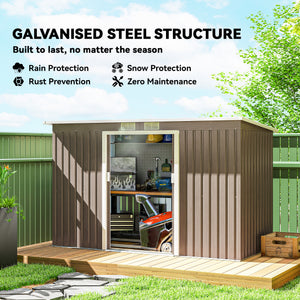Metal garden shed with foundation kit, ventilation and doors, light grey