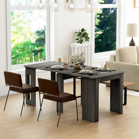 HOMCOM Folding Table, Extendable Dining Table, Kitchen Table for Small Spaces, Up to 6 People, Grey