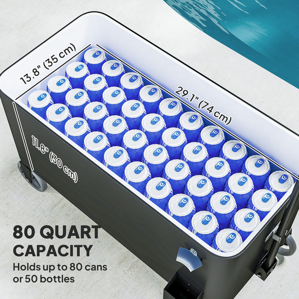 Chariot réfrigéré 76 L à roulettes avec poignée réglable, noir