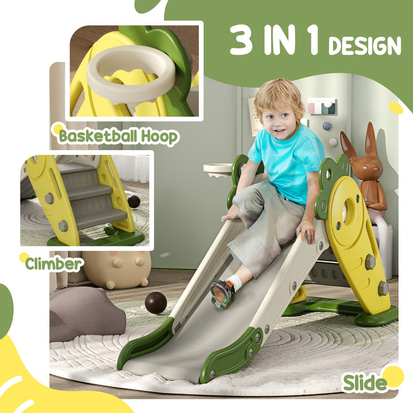 Toboggan pliable 3 en 1 pour tout-petits avec panier de basket jaune