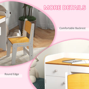 Kids Desk and Chair Set for 3-6 Year Olds with Storage Drawer, White