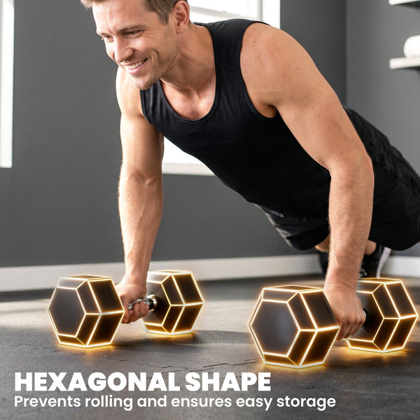 Ensemble de 2 haltères hexagonaux de 35 lb avec revêtement en caoutchouc – Noir