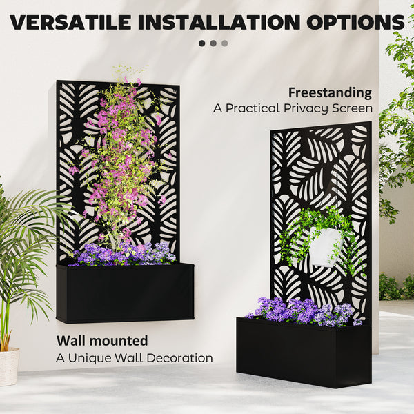 Jardinière métallique avec treillis pour plantes grimpantes