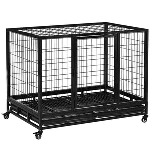 Cage robuste avec deux portes et roues verrouillables
