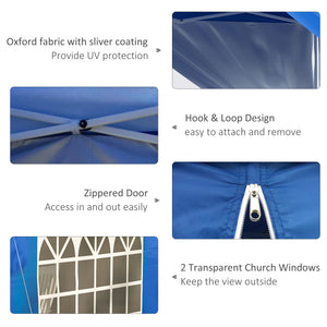 Tente pliante 10 x 10 avec sac de transport à roulettes, bleue