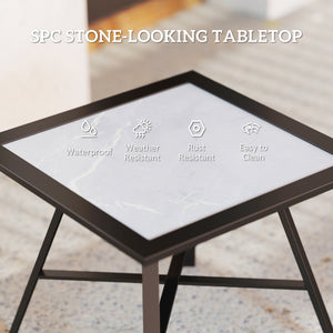 Petite table d'appoint de patio avec plateau en SPC pour jardin, terrasse, pelouse, gris