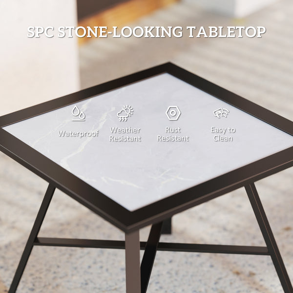 Petite table d'appoint de patio avec plateau en SPC pour jardin, terrasse, pelouse, gris