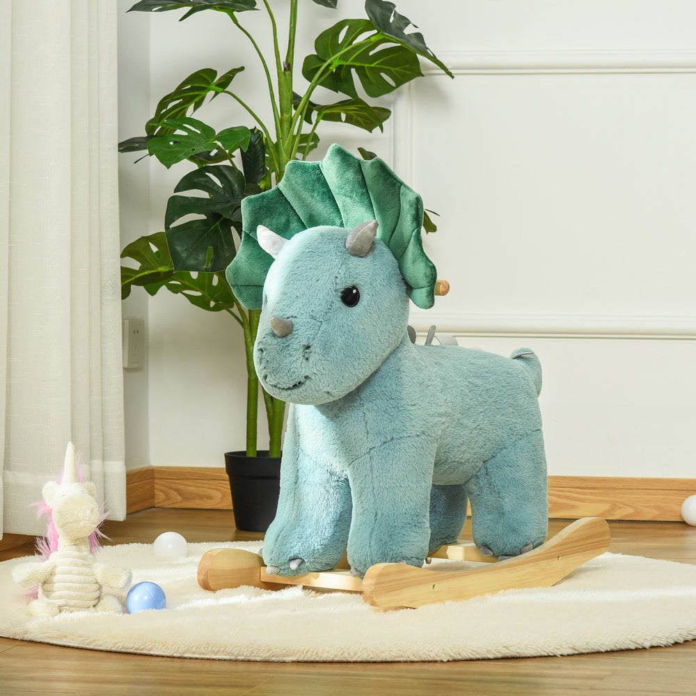 Triceratops Rocking Horse with Realistic Sounds for Ages 36-72 Months, Dark Green