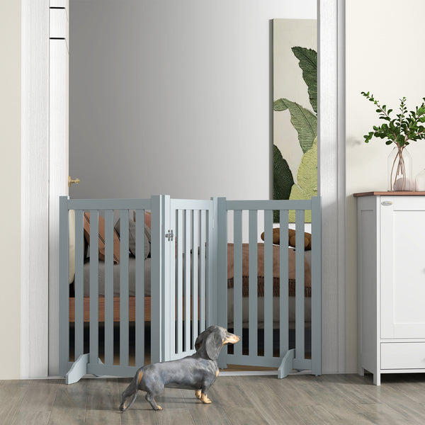 3-Panel Foldable Dog Gate with Feet, Grey