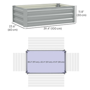 Lot de 2 jardinières surélevées galvanisées pour jardin, gris clair