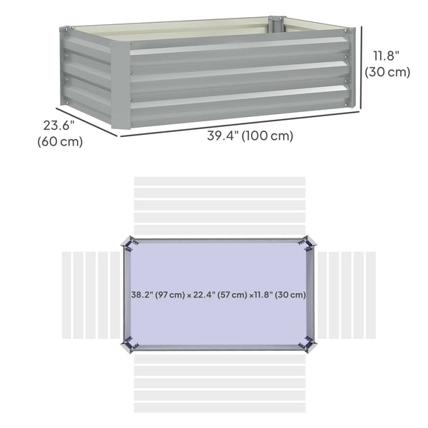 Lot de 2 jardinières surélevées galvanisées pour jardin, gris clair