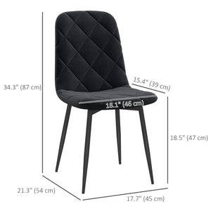 Lot de 4 chaises de salle à manger rembourrées avec pieds en acier, chaise de cuisine moderne pour salle à manger, noir