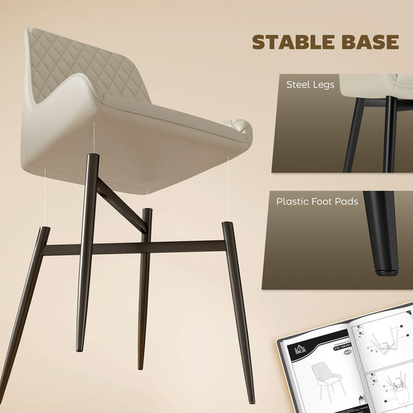 Set of 4 upholstered kitchen chairs, beige