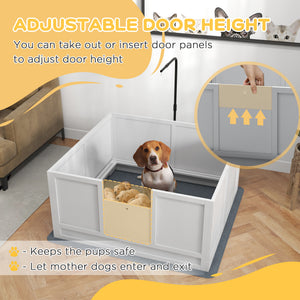 Caisse de mise bas avec support lumineux rétractable et tapis imperméable