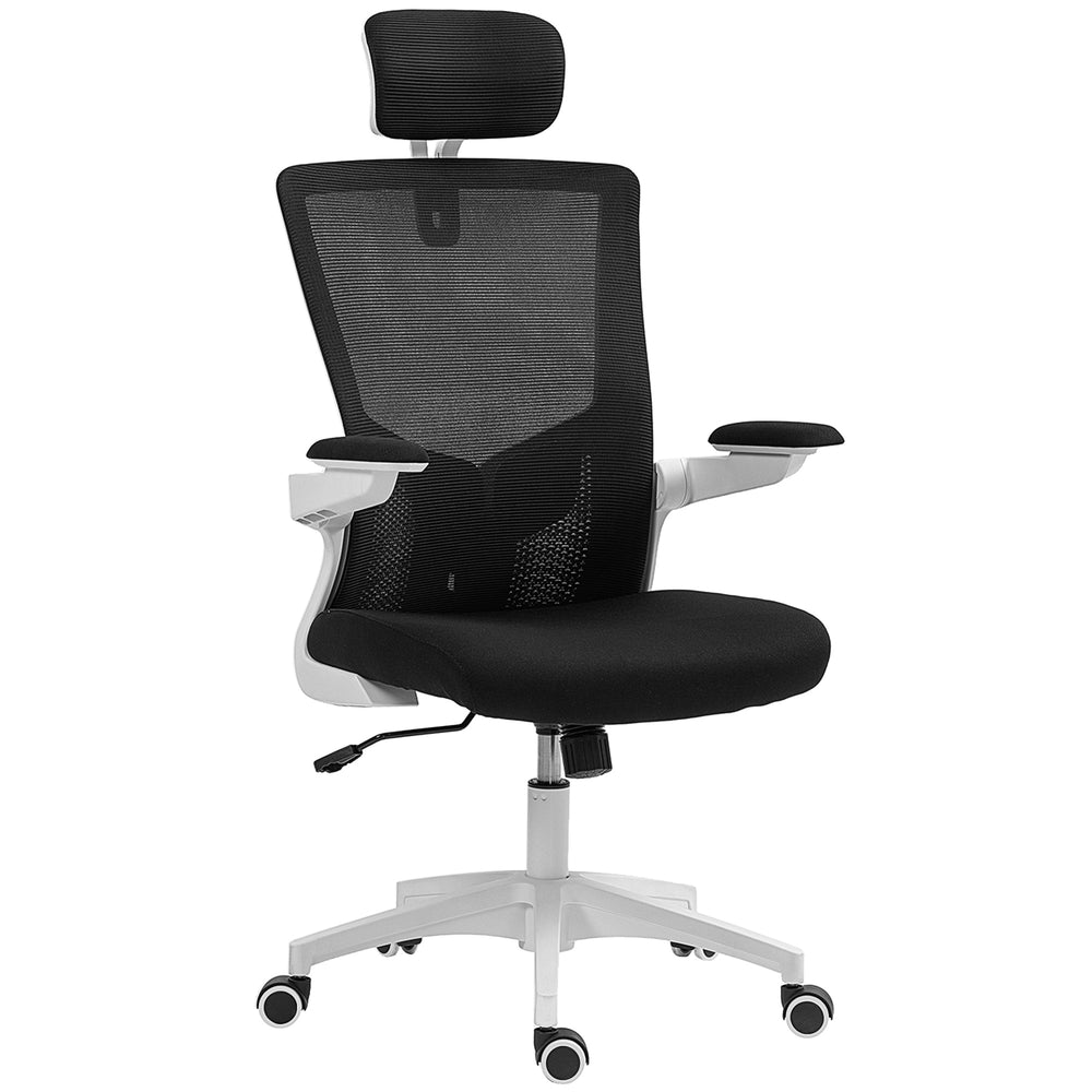 Chaise de bureau ergonomique avec soutien lombaire et appui-tête, noire