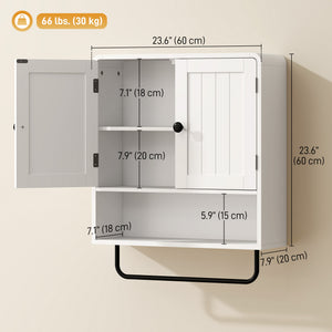 Armoire murale de salle de bain à 2 portes, blanche