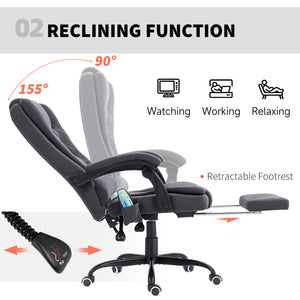 7-point vibrating massage chair with footrest and reclining backrest, black