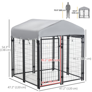 Outdoor Dog Kennel with Waterproof UV-Resistant Cover, 4 x 4 x 4.5 ft