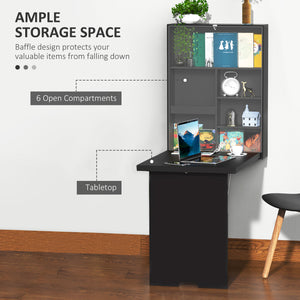 Bureau mural pliable et convertible multifonctionnel et peu encombrant, noir